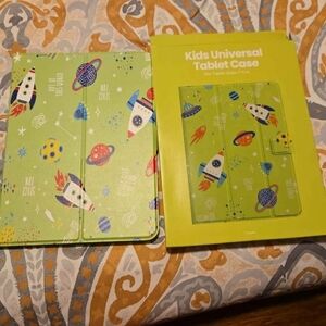 Kids Universal Tablet Case by  - Green Space Rocket Design